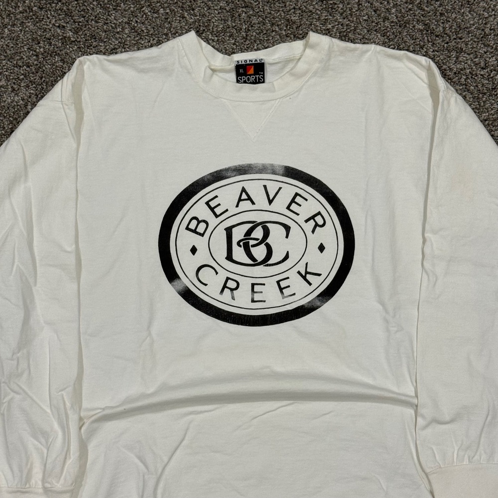 Vintage 90s Signal Sports Beaver Creek Long Sleeve Graphic T-Shirt White Mens XL